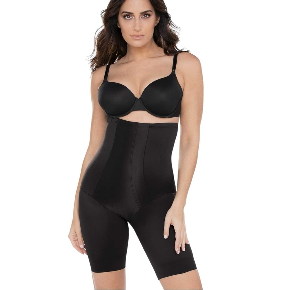 🌻NEW Miraclesuit Black Shape with an Edge® High-Waist Thigh Slimmer Size Small